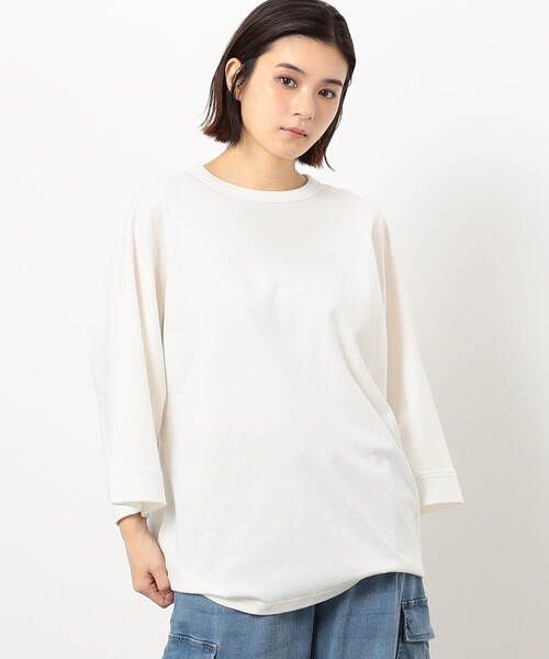 Purple&Yellow(パープルアンドイエロー)の「布帛切替6分袖ドルマンスリーブTシャツ(Tシャツ/カットソー・メンズ・ホワイト/ブラック/カーキ・SMALL/MEDIUM)」の7枚目の写真