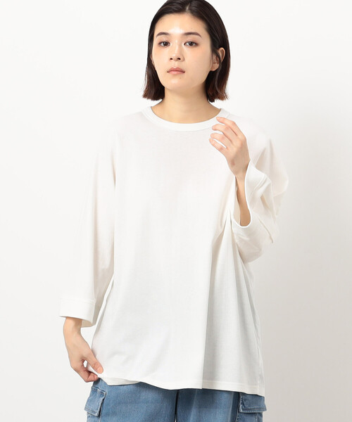 Purple&Yellow(パープルアンドイエロー)の「布帛切替6分袖ドルマンスリーブTシャツ(Tシャツ/カットソー・メンズ・ホワイト/ブラック/カーキ・SMALL/MEDIUM)」の8枚目の写真