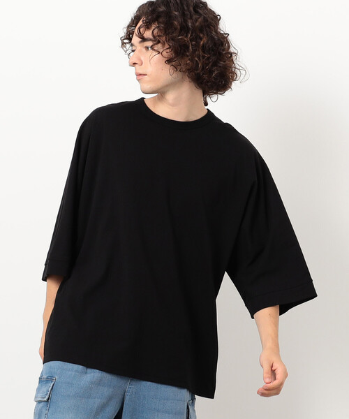 Purple&Yellow(パープルアンドイエロー)の「布帛切替6分袖ドルマンスリーブTシャツ(Tシャツ/カットソー・メンズ・ホワイト/ブラック/カーキ・SMALL/MEDIUM)」の11枚目の写真