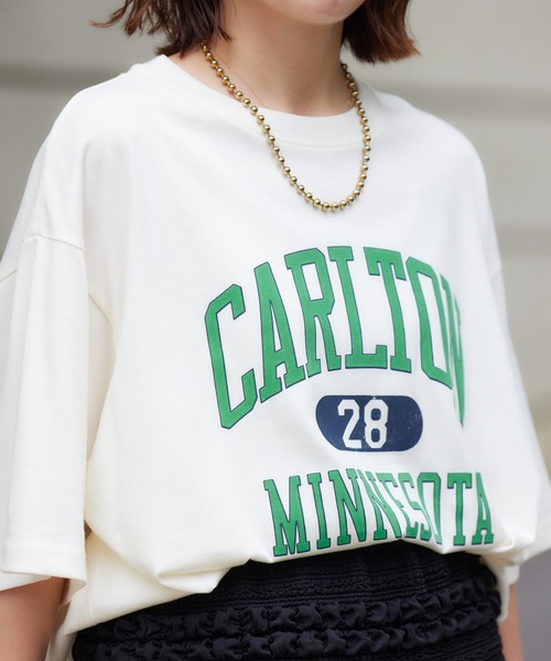 RODEO CROWNS WIDE BOWL(ロデオクラウンズワイドボウル)の「CARLTON ヴィンテージライクTシャツ(Tシャツ/カットソー・レディース・マスタード/アイボリー/ブラウン/ダークグリーン・FREE)」の2枚目の写真