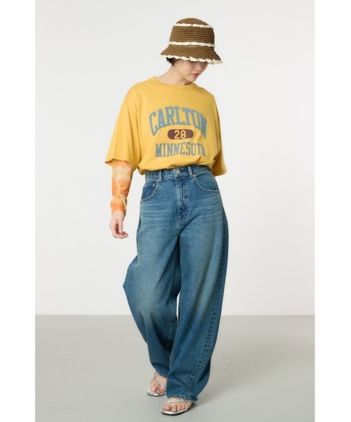 RODEO CROWNS WIDE BOWL(ロデオクラウンズワイドボウル)の「CARLTON ヴィンテージライクTシャツ(Tシャツ/カットソー・レディース・マスタード/アイボリー/ブラウン/ダークグリーン・FREE)」の6枚目の写真