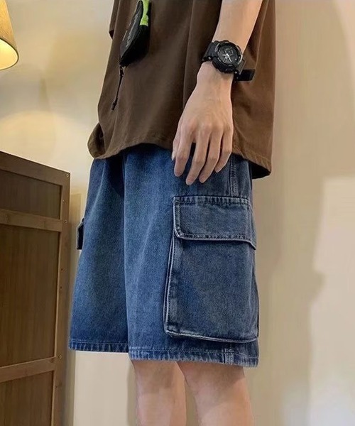 lilful(リルフル)の「ケミカルウォッシュ デニムカーゴパンツ(カーゴパンツ・メンズ・ブラック/サックスブルー/ネイビー・L/M)」の7枚目の写真
