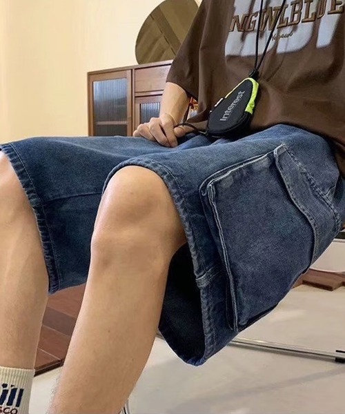 lilful(リルフル)の「ケミカルウォッシュ デニムカーゴパンツ(カーゴパンツ・メンズ・ブラック/サックスブルー/ネイビー・L/M)」の9枚目の写真