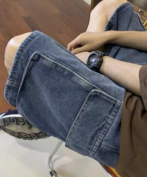 lilful(リルフル)の「ケミカルウォッシュ デニムカーゴパンツ(カーゴパンツ・メンズ・ブラック/サックスブルー/ネイビー・L/M)」の10枚目の写真