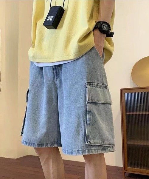 lilful(リルフル)の「ケミカルウォッシュ デニムカーゴパンツ(カーゴパンツ・メンズ・ブラック/サックスブルー/ネイビー・L/M)」の12枚目の写真