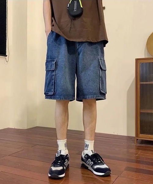 lilful(リルフル)の「ケミカルウォッシュ デニムカーゴパンツ(カーゴパンツ・メンズ・ブラック/サックスブルー/ネイビー・L/M)」の5枚目の写真