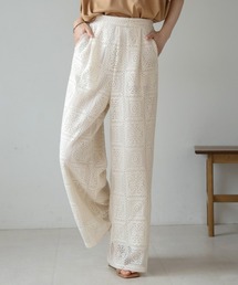 ブロックレースストレートパンツ