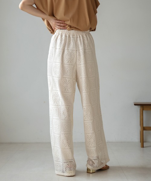 Bou Jeloud（ブージュルード）の「ブロックレースストレートパンツ（その他パンツ・レディース・アイボリー/ブラック・38）」の8枚目の写真