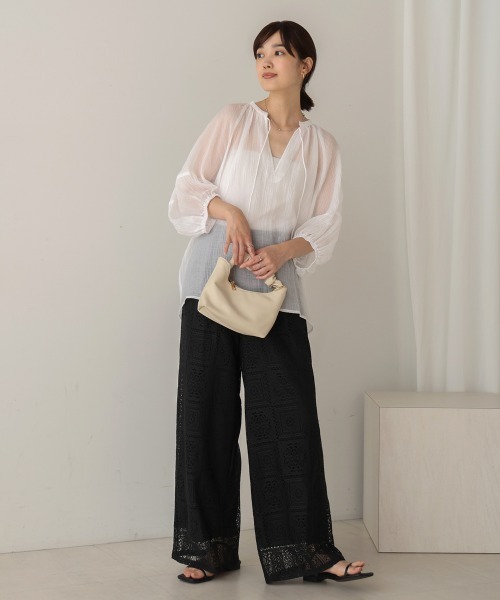 Bou Jeloud（ブージュルード）の「ブロックレースストレートパンツ（その他パンツ・レディース・アイボリー/ブラック・38）」の16枚目の写真