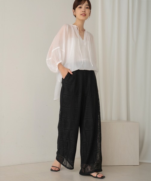 Bou Jeloud（ブージュルード）の「ブロックレースストレートパンツ（その他パンツ・レディース・アイボリー/ブラック・38）」の18枚目の写真