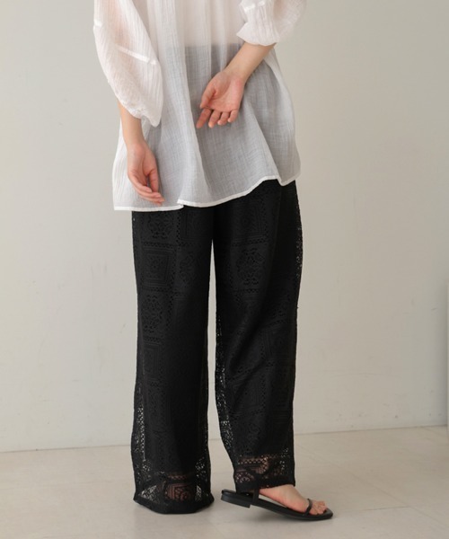 Bou Jeloud（ブージュルード）の「ブロックレースストレートパンツ（その他パンツ・レディース・アイボリー/ブラック・38）」の22枚目の写真