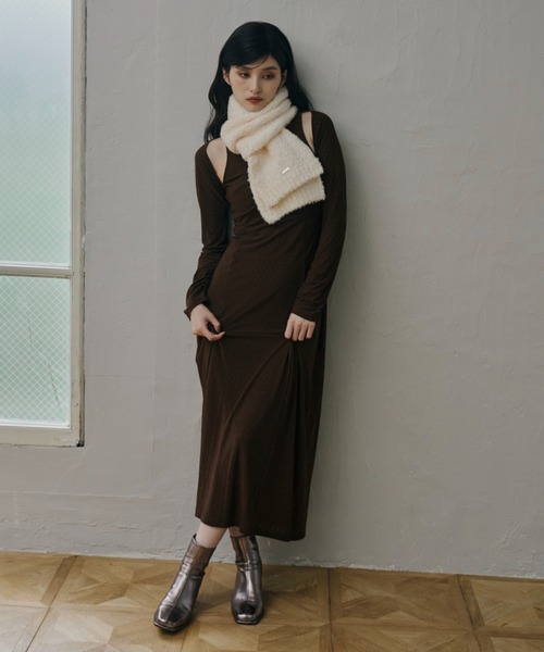 ECREL（エクレール）の「ブークレニットマフラー（マフラー・レディース・モカ/アイボリー・FREE）」の15枚目の写真