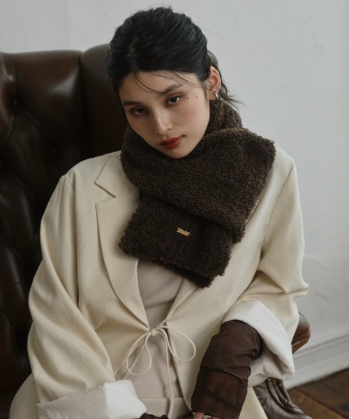 ECREL（エクレール）の「ブークレニットマフラー（マフラー・レディース・モカ/アイボリー・FREE）」の9枚目の写真