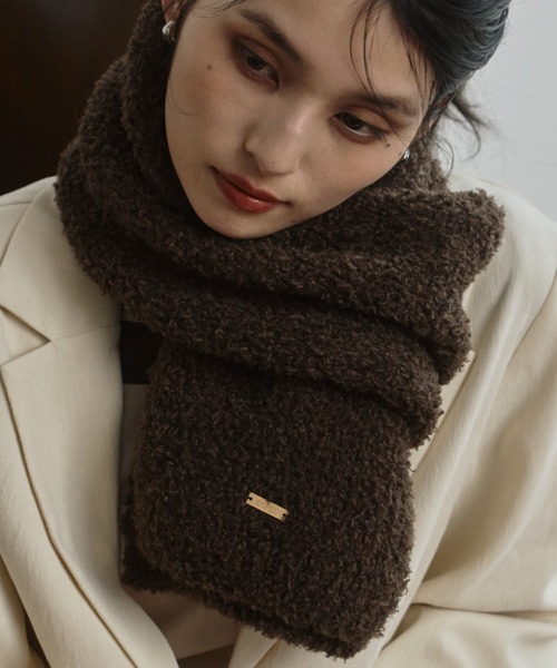 ECREL（エクレール）の「ブークレニットマフラー（マフラー・レディース・モカ/アイボリー・FREE）」の8枚目の写真