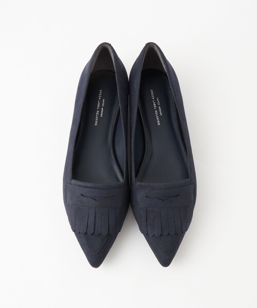 WEB限定】ポインテッド キルト フラットシューズ（1.5cmヒール) -撥水
