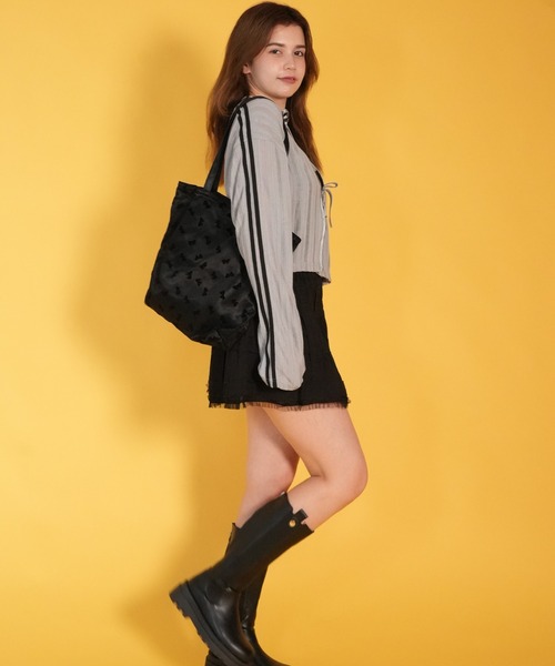 HOOK(フック)の「【HOOK】for girls 袖リボンライン前後2WAY透かしカーディガン (SS)(カーディガン/ボレロ・レディース・ブルー/グレー/ブラック×ホワイト・XL/L/M)」の13枚目の写真