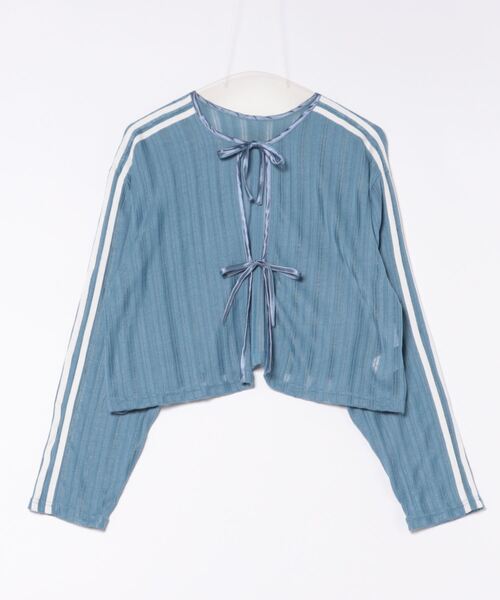 HOOK(フック)の「【HOOK】for girls 袖リボンライン前後2WAY透かしカーディガン (SS)(カーディガン/ボレロ・レディース・ブルー/グレー/ブラック×ホワイト・XL/L/M)」の17枚目の写真