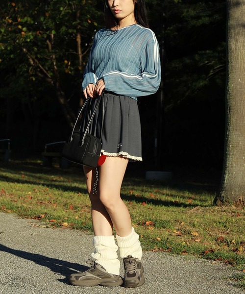 HOOK(フック)の「【HOOK】for girls 袖リボンライン前後2WAY透かしカーディガン (SS)(カーディガン/ボレロ・レディース・ブルー/グレー/ブラック×ホワイト・XL/L/M)」の21枚目の写真