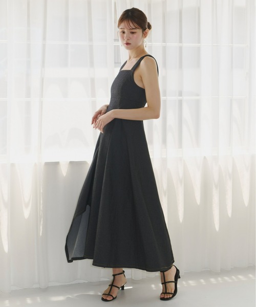 ラッフルデニムジャンパースカート（ジャンパースカート）｜Olu