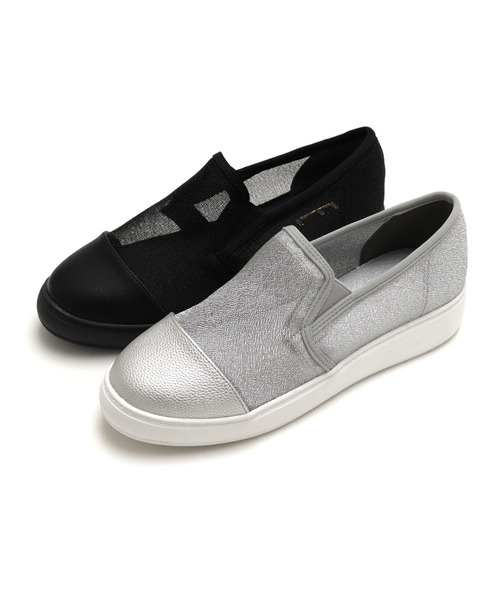Feee(SHOES)(フィー)の「【軽量】メッシュ グリッター素材のスリッポンスニーカー/Feee(スリッポン・レディース・ブラック/シルバー・22.5cm/24.5cm/24.0cm/23.5cm/23.0cm)」の15枚目の写真