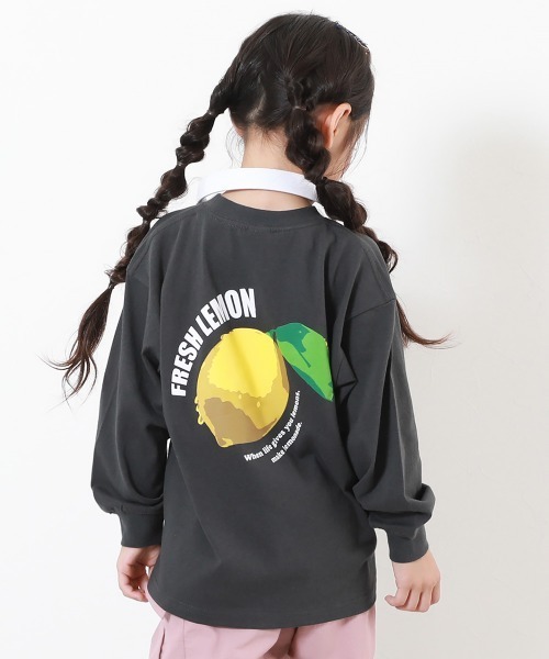 devirock(デビロック)の「綿100% デビラボ BIGシルエット プリント袖リブ 長袖Tシャツ(Tシャツ/カットソー・キッズ・グレー系その他/ピンク系その他/ブラック系その他2/ホワイト系その他/パープル系その他/パープル系その他2/ホワイト系その他3/ブラック系その他/オレンジ系その他/ホワイト系その他2/ブラック系その他3/グリーン系その他/グリーン系その他2/グレー系その他2/ブルー系その他/グレー系その他3・90cm/100cm/110cm/120cm/130cm/140cm/150cm/160cm)」の7枚目の写真