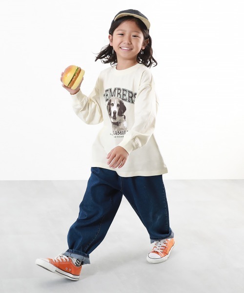 devirock(デビロック)の「綿100% デビラボ BIGシルエット プリント袖リブ 長袖Tシャツ(Tシャツ/カットソー・キッズ・グレー系その他/ピンク系その他/ブラック系その他2/ホワイト系その他/パープル系その他/パープル系その他2/ホワイト系その他3/ブラック系その他/オレンジ系その他/ホワイト系その他2/ブラック系その他3/グリーン系その他/グリーン系その他2/グレー系その他2/ブルー系その他/グレー系その他3・90cm/100cm/110cm/120cm/130cm/140cm/150cm/160cm)」の18枚目の写真