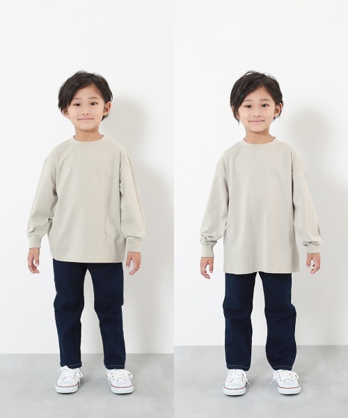 devirock(デビロック)の「綿100% デビラボ BIGシルエット プリント袖リブ 長袖Tシャツ(Tシャツ/カットソー・キッズ・グレー系その他/ピンク系その他/ブラック系その他2/ホワイト系その他/パープル系その他/パープル系その他2/ホワイト系その他3/ブラック系その他/オレンジ系その他/ホワイト系その他2/ブラック系その他3/グリーン系その他/グリーン系その他2/グレー系その他2/ブルー系その他/グレー系その他3・90cm/100cm/110cm/120cm/130cm/140cm/150cm/160cm)」の22枚目の写真