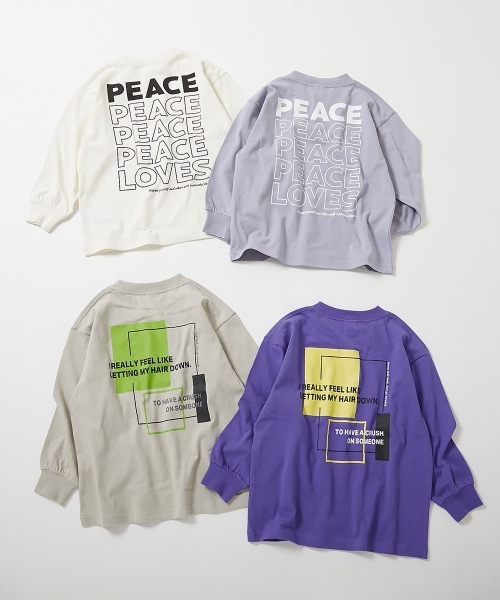 セール】綿100% デビラボ BIGシルエット プリント袖リブ 長袖Tシャツ