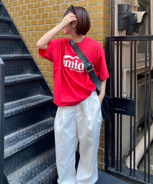 nemne store（ネンネストア）の「【低身長サイズあり】アソート柄カラーTシャツ（Tシャツ/カットソー・レディース・オートミール/ブルー/スミクロ/レッド/イエロー/グレー系その他/ブルー系その他/オフホワイト/レッド系その他・SMALL/MEDIUM）」の8枚目の写真