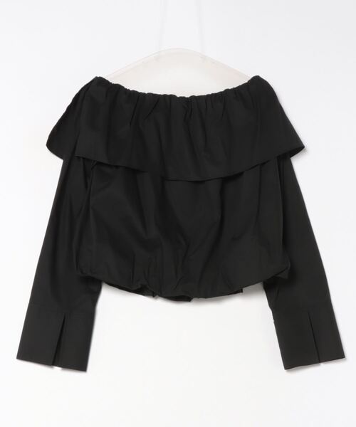 Mila Owen（ミラオーウェン）の「オフショルバルーンショートブラウス【手洗い可能】（Tシャツ/カットソー・レディース・ボルドー/ブラック/チェック・1/0）」の4枚目の写真