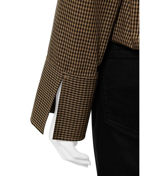 Mila Owen（ミラオーウェン）の「オフショルバルーンショートブラウス【手洗い可能】（Tシャツ/カットソー・レディース・ボルドー/ブラック/チェック・1/0）」の11枚目の写真