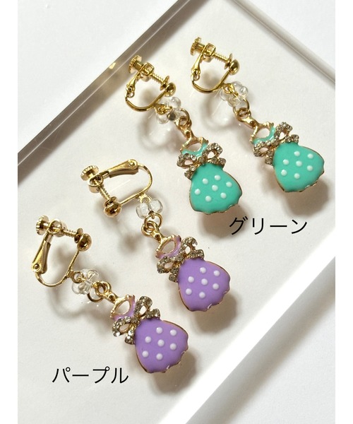 tone(トーン)の「【YM】リボン×ドレス ニッケルフリーイヤリング(MA)(イヤリング・レディース・グリーン/パープル・FREE)」の5枚目の写真