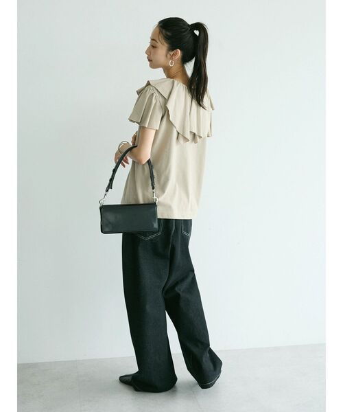 CRAFT STANDARD BOUTIQUE(クラフトスタンダードブティック)の「フリルデザインTee(Tシャツ/カットソー・レディース・グレイッシュベージュ/ブラック/オフホワイト・FREE)」の15枚目の写真