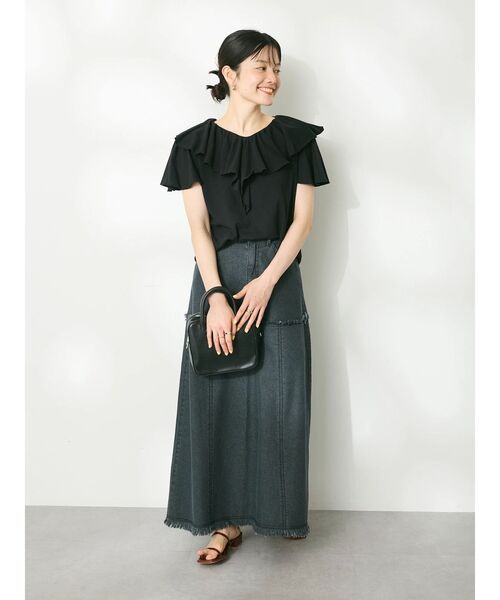 CRAFT STANDARD BOUTIQUE(クラフトスタンダードブティック)の「フリルデザインTee(Tシャツ/カットソー・レディース・グレイッシュベージュ/ブラック/オフホワイト・FREE)」の20枚目の写真