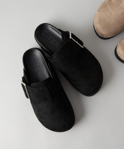 CITEN(シテン)の「<CITEN> スウェードライク ビッグバックル サボ(サンダル・レディース・ベージュ/ブラック・S/M/L)」の10枚目の写真