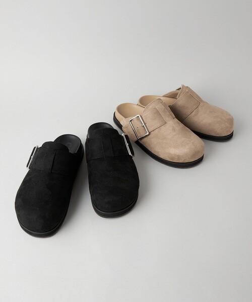 CITEN(シテン)の「<CITEN> スウェードライク ビッグバックル サボ(サンダル・レディース・ベージュ/ブラック・S/M/L)」の5枚目の写真