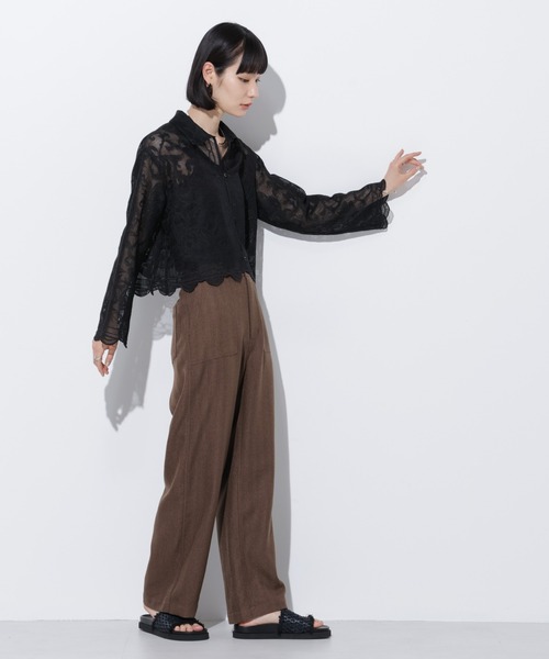 Apo(s)ture(アポスチャー)の「ARIA-002/ヘリンボンベイカーワイドパンツ(その他パンツ・レディース・グレー/ライトグレー/ブラウン/チャコール・XS/S/M/L/XL)」の6枚目の写真