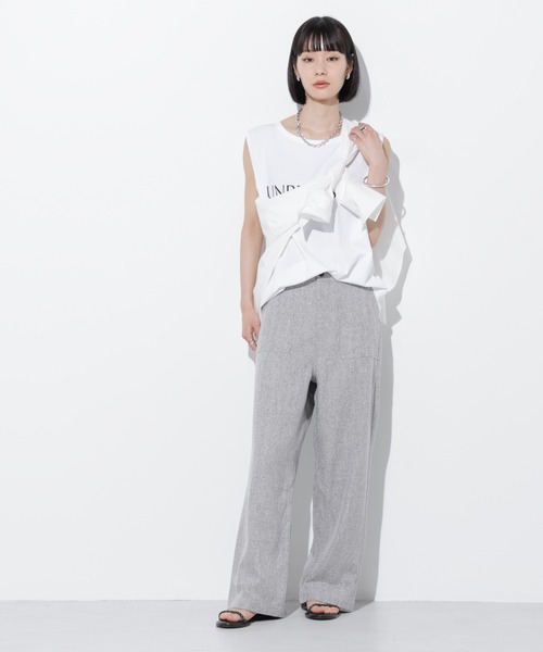 Apo(s)ture(アポスチャー)の「ARIA-002/ヘリンボンベイカーワイドパンツ(その他パンツ・レディース・グレー/ライトグレー/ブラウン/チャコール・XS/S/M/L/XL)」の7枚目の写真