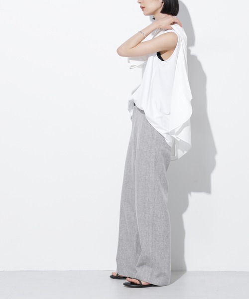 Apo(s)ture(アポスチャー)の「ARIA-002/ヘリンボンベイカーワイドパンツ(その他パンツ・レディース・グレー/ライトグレー/ブラウン/チャコール・XS/S/M/L/XL)」の5枚目の写真
