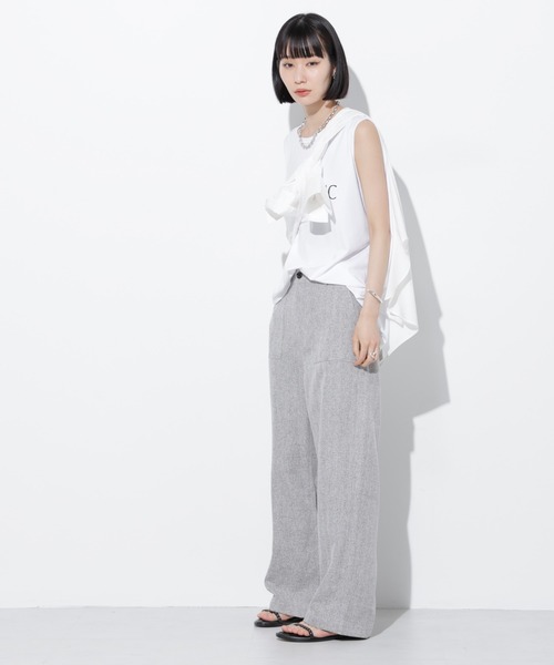 Apo(s)ture(アポスチャー)の「ARIA-002/ヘリンボンベイカーワイドパンツ(その他パンツ・レディース・グレー/ライトグレー/ブラウン/チャコール・XS/S/M/L/XL)」の8枚目の写真