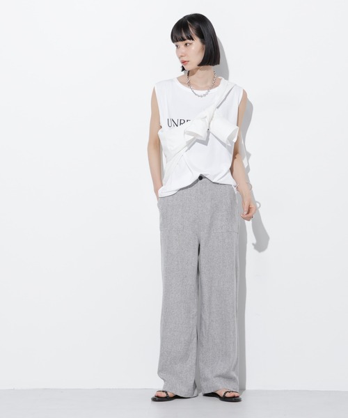 Apo(s)ture(アポスチャー)の「ARIA-002/ヘリンボンベイカーワイドパンツ(その他パンツ・レディース・グレー/ライトグレー/ブラウン/チャコール・XS/S/M/L/XL)」の12枚目の写真