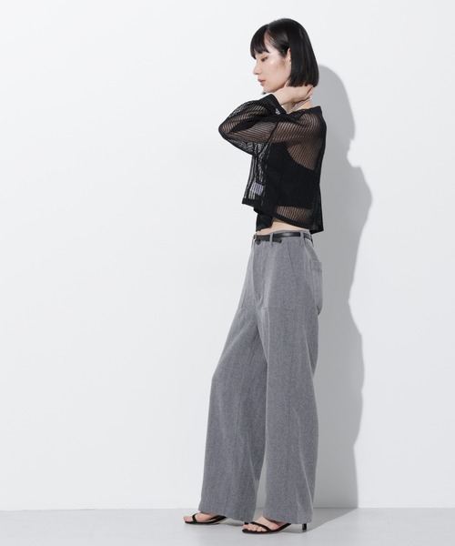 Apo(s)ture(アポスチャー)の「ARIA-002/ヘリンボンベイカーワイドパンツ(その他パンツ・レディース・グレー/ライトグレー/ブラウン/チャコール・XS/S/M/L/XL)」の10枚目の写真