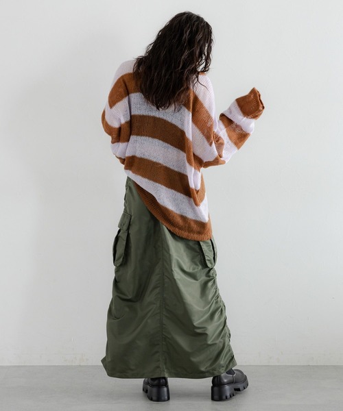 RAGEBLUE（レイジブルー）の「2WAY/Wジップミリタリーカーゴスカート（スカート・レディース・ブラック/オリーブ・FREE）」の11枚目の写真