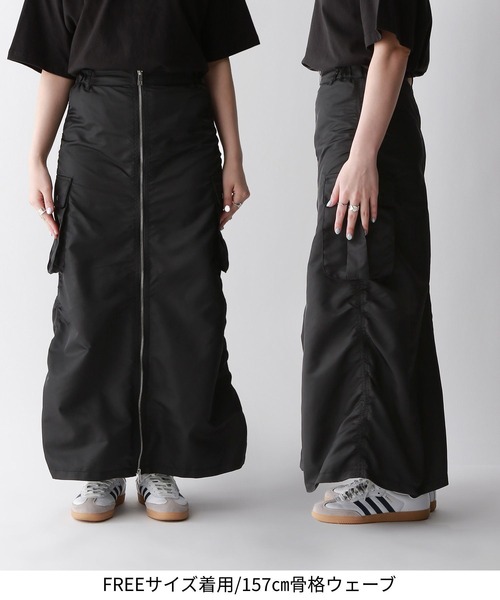 RAGEBLUE（レイジブルー）の「2WAY/Wジップミリタリーカーゴスカート（スカート・レディース・ブラック/オリーブ・FREE）」の16枚目の写真