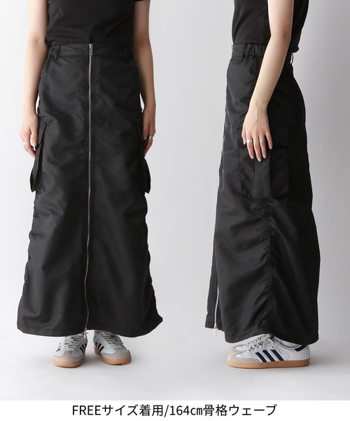 RAGEBLUE（レイジブルー）の「2WAY/Wジップミリタリーカーゴスカート（スカート・レディース・ブラック/オリーブ・FREE）」の17枚目の写真