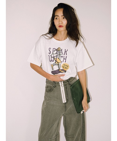 tシャツ norahi / starskel Tee Shirt　Hologram レディース メンズ MEN ナイロンベアスムース 半袖Tシャツ ネイビー 071444036