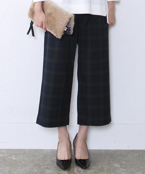 coen（コーエン）の「タックフレアパンツ（その他パンツ・レディース・グレー/ネイビー/チェック・MEDIUM/LARGE）」の3枚目の写真