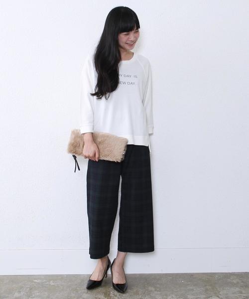 coen（コーエン）の「タックフレアパンツ（その他パンツ・レディース・グレー/ネイビー/チェック・MEDIUM/LARGE）」の16枚目の写真