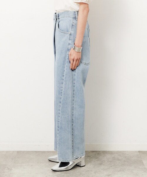 セール】ストレッチラップデザインワイドデニム／オーガニックコットン