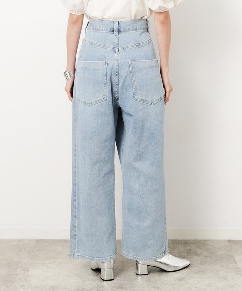 OPAQUE.CLIP（オペークドットクリップ）の「◆ストレッチラップデザインワイドデニム／オーガニックコットン混【洗濯機洗い可】（デニムパンツ・レディース・スミクロ/ライトブルー・42/40/38/36）」の13枚目の写真
